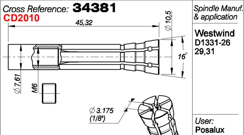 34381 Collet for 1331-26 Spindle