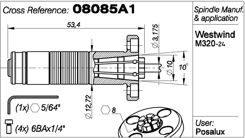 08085A1 Collet for M320-24 Spindle