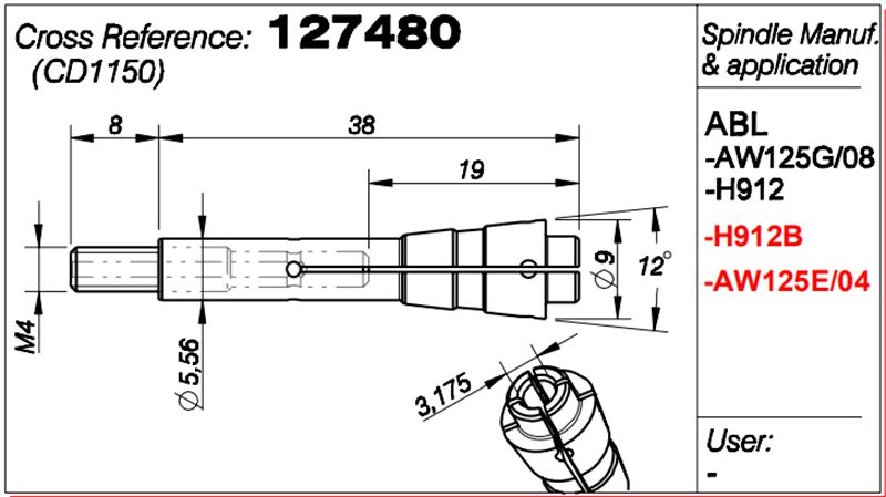 ABL-AW125G/08, H912(B), AW125E/04 Spindle