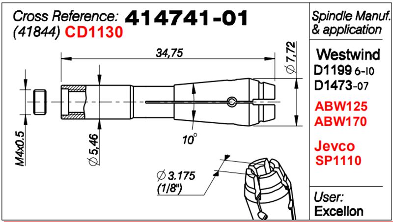 Westwind D1199-06/10,D1473-07,ABW125/170,Jevco SP1110 Spindle