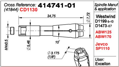41844/CD1130 Collet for westwind D1199 / ABW 125 Spindle