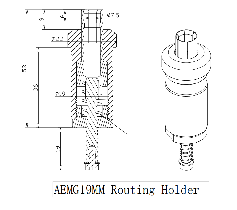 Tool holder for Anderson Routing Machine OD19mm